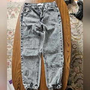 KanCan Women's Acid Wash Gray Boyfriend Jogger Jeans